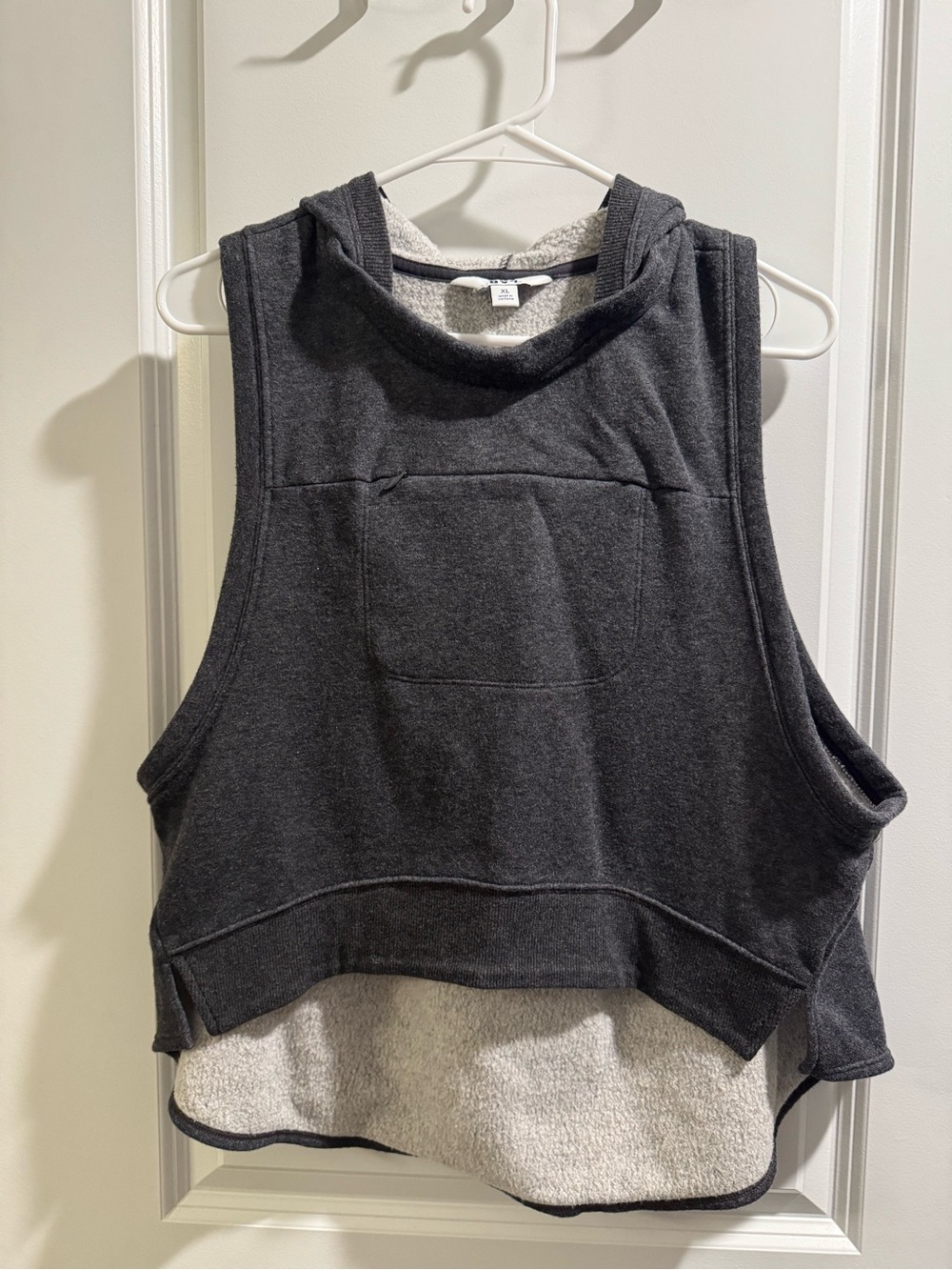 JoyLab Charcoal Gray Cropped Hooded Sleeveless Top